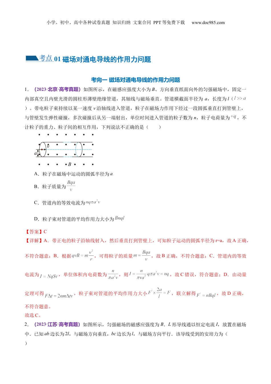 2024年新高考物理资料 专题10 磁场 带电粒子在磁场中的运动（练习）（解析版）.docx