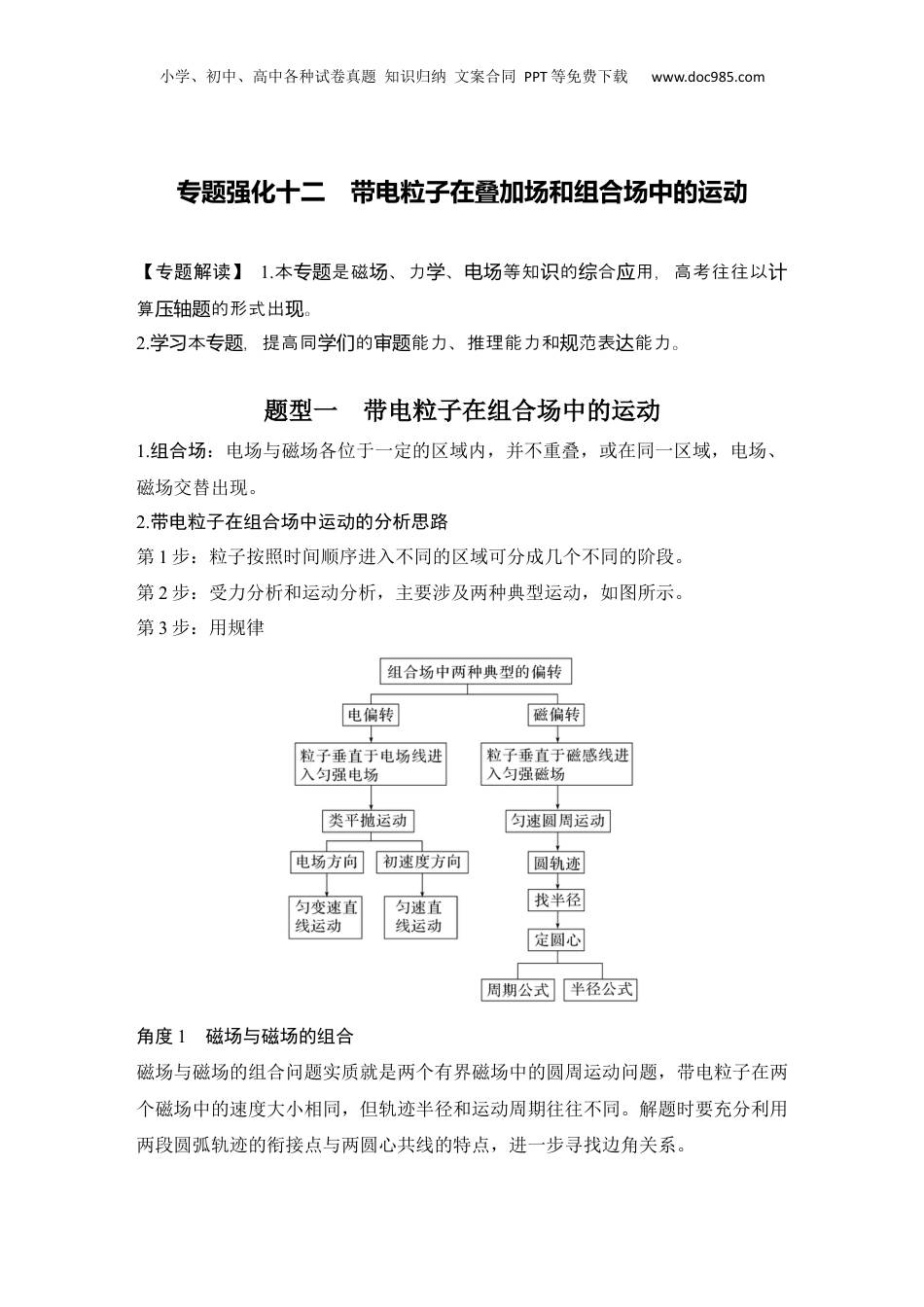 2024年新高考物理资料 专题强化12　带电粒子在叠加场和组合场中的运动.docx