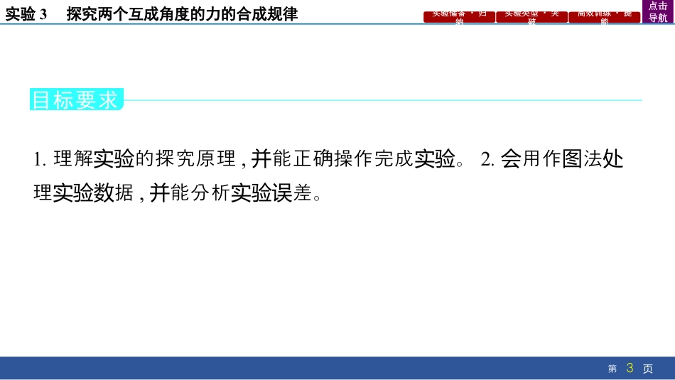 2025年物理新高考实验3　探究两个互成角度的力的合成规律(共55张PPT).pptx
