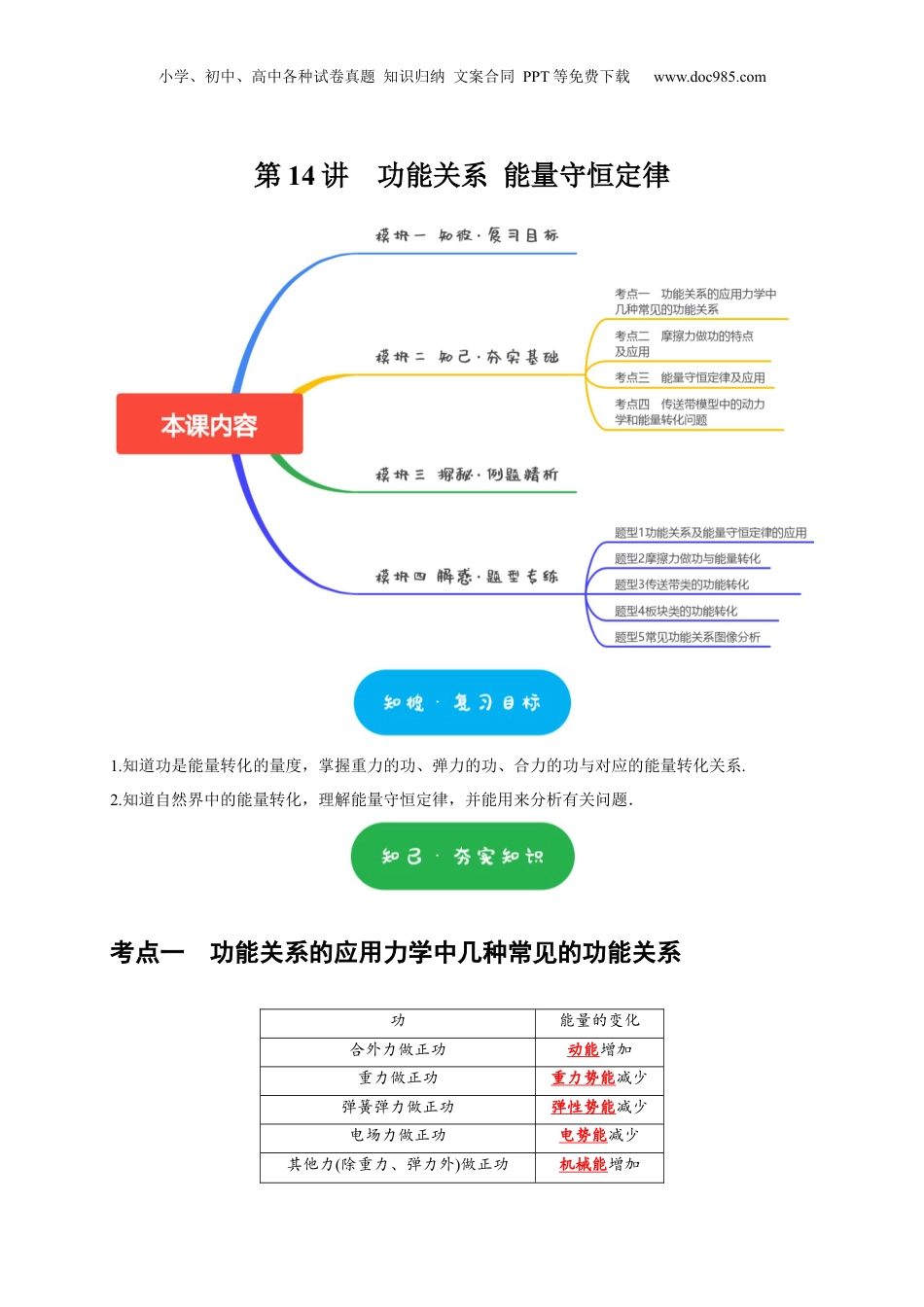 2025年新高考物理资料  第14讲　功能关系 能量守恒定律（解析版）.docx