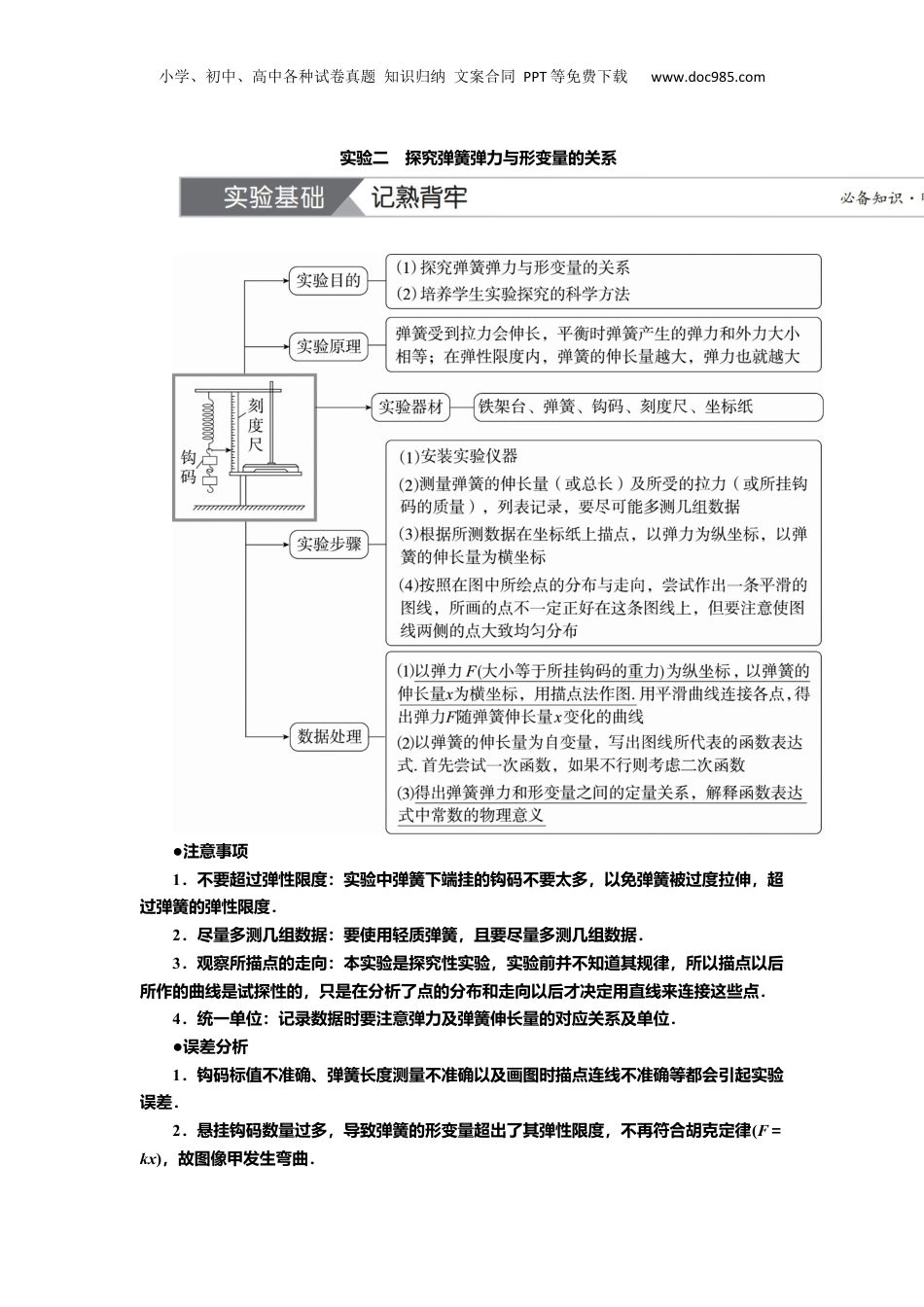 2025年新高考物理资料  讲义第二章实验二　探究弹簧弹力与形变量的关系（含解析）.docx
