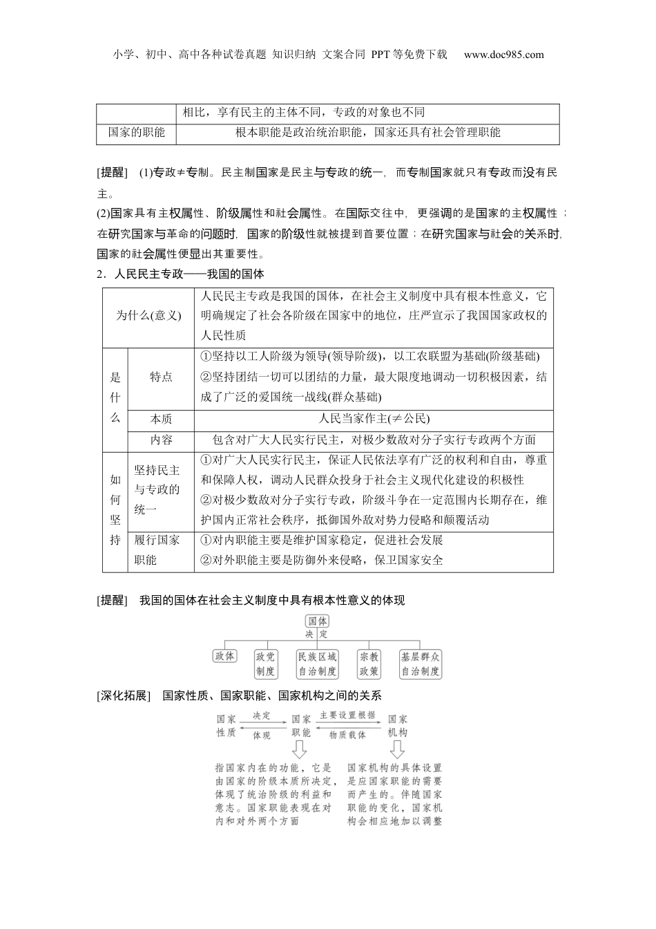 2024年新高考政治资料  专题六　课时1　我国的国体与政体.docx