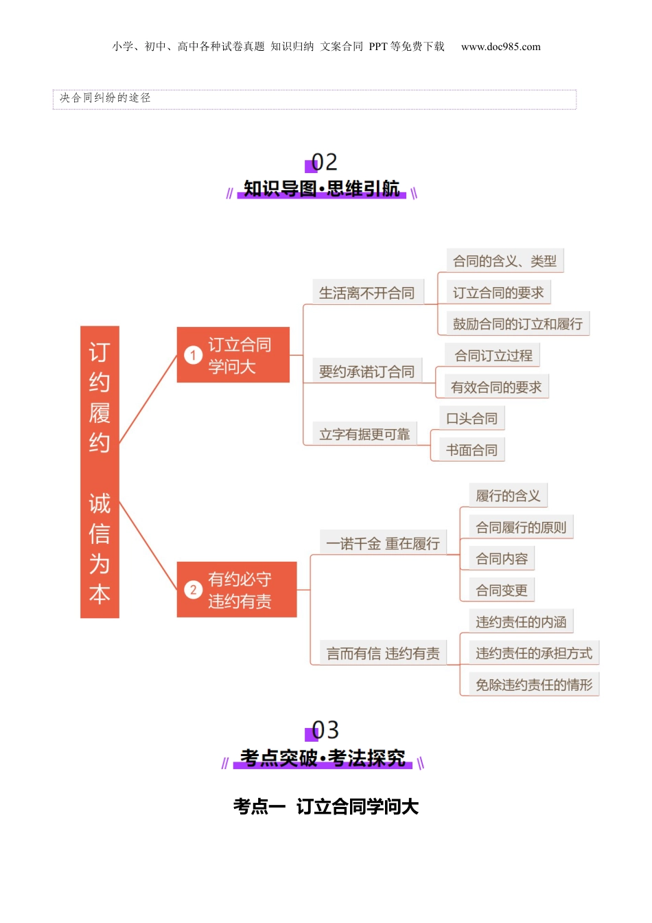 2025年新高考政治资料  第03课  订约履约 诚信为本（讲义）（原卷版）.docx