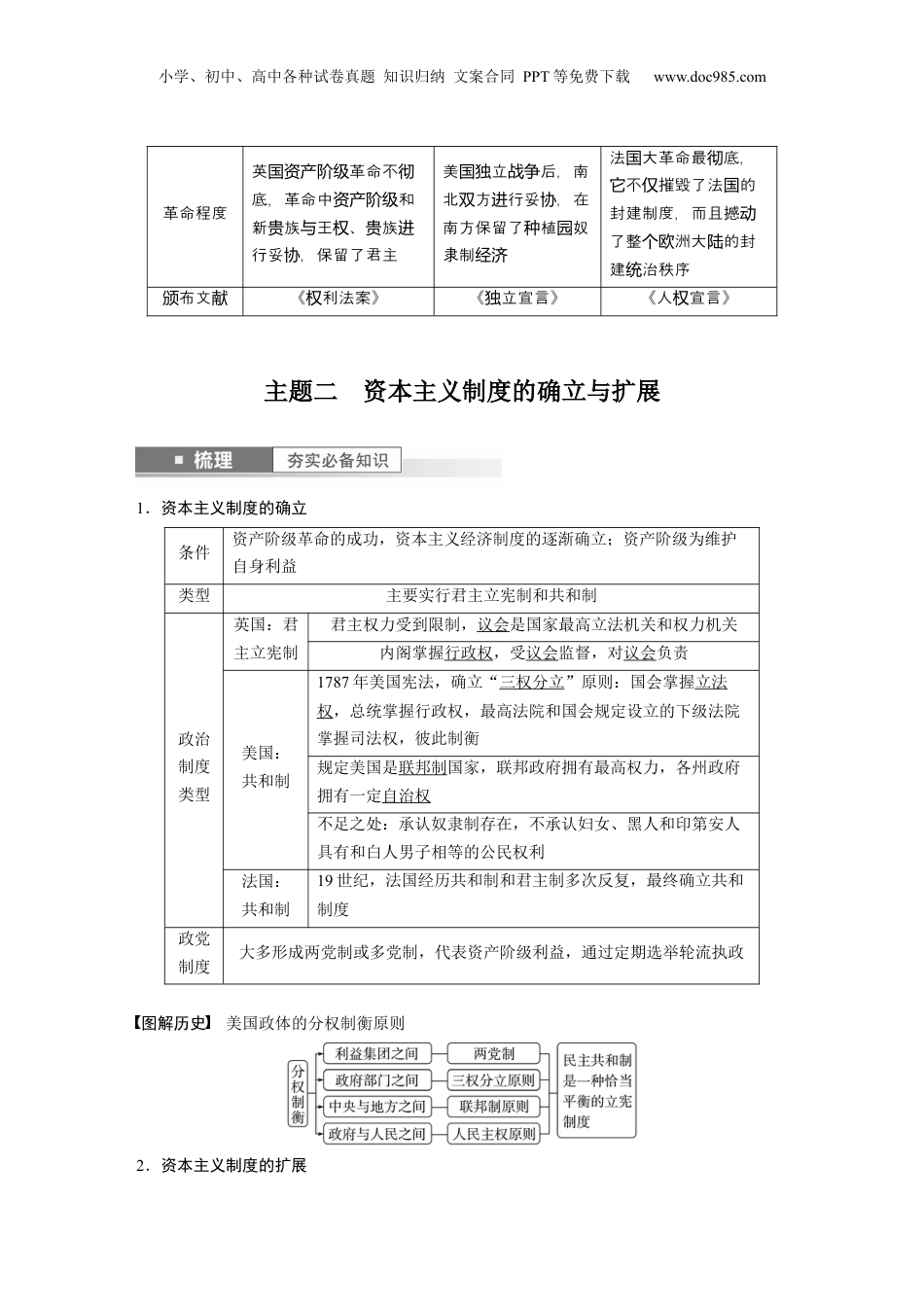 2024年高考历史一轮复习（部编版） 板块5 第11单元 第31讲　资产阶级革命与资本主义制度的确立.docx