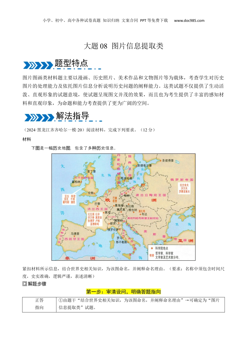 2024年新高考历史资料  大题08  图片信息提取类（原卷版）.docx