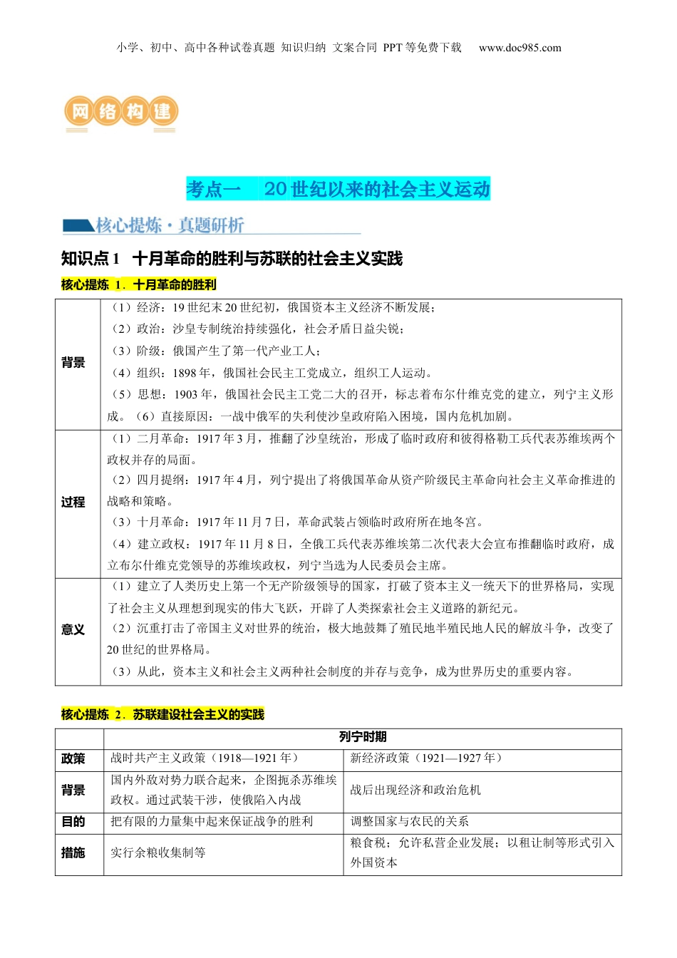2024年新高考历史资料  专题12 20世纪以来现代化模式的探索（讲义）（原卷版）.docx