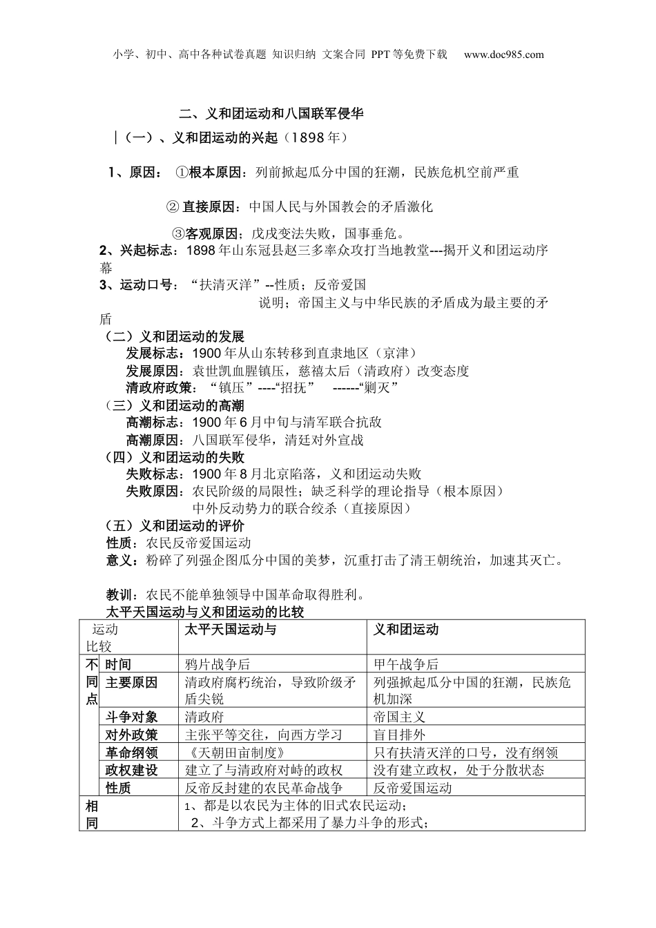 2024年新高考历史资料  旧民主主义革命后期+知识清单--2024届人民版历史二轮专题复习.docx