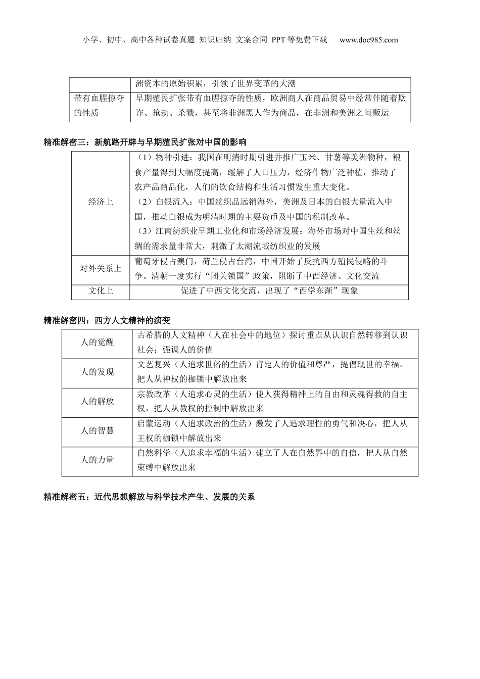 2024年新高考历史资料  押江苏卷第13题 新航路开辟及近代思想解放运动（原卷版）.docx