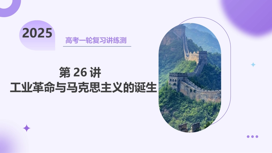 2025年新高考历史资料  第26讲 工业革命与马克思主义的诞生（课件）.pptx
