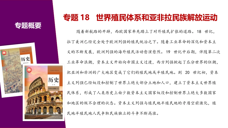 2025年新高考历史资料  专题18+世界殖民体系和亚非拉民族解放运动（精讲课件）-备战2025年高考历史一轮复习考点帮（新高考通用）.pptx
