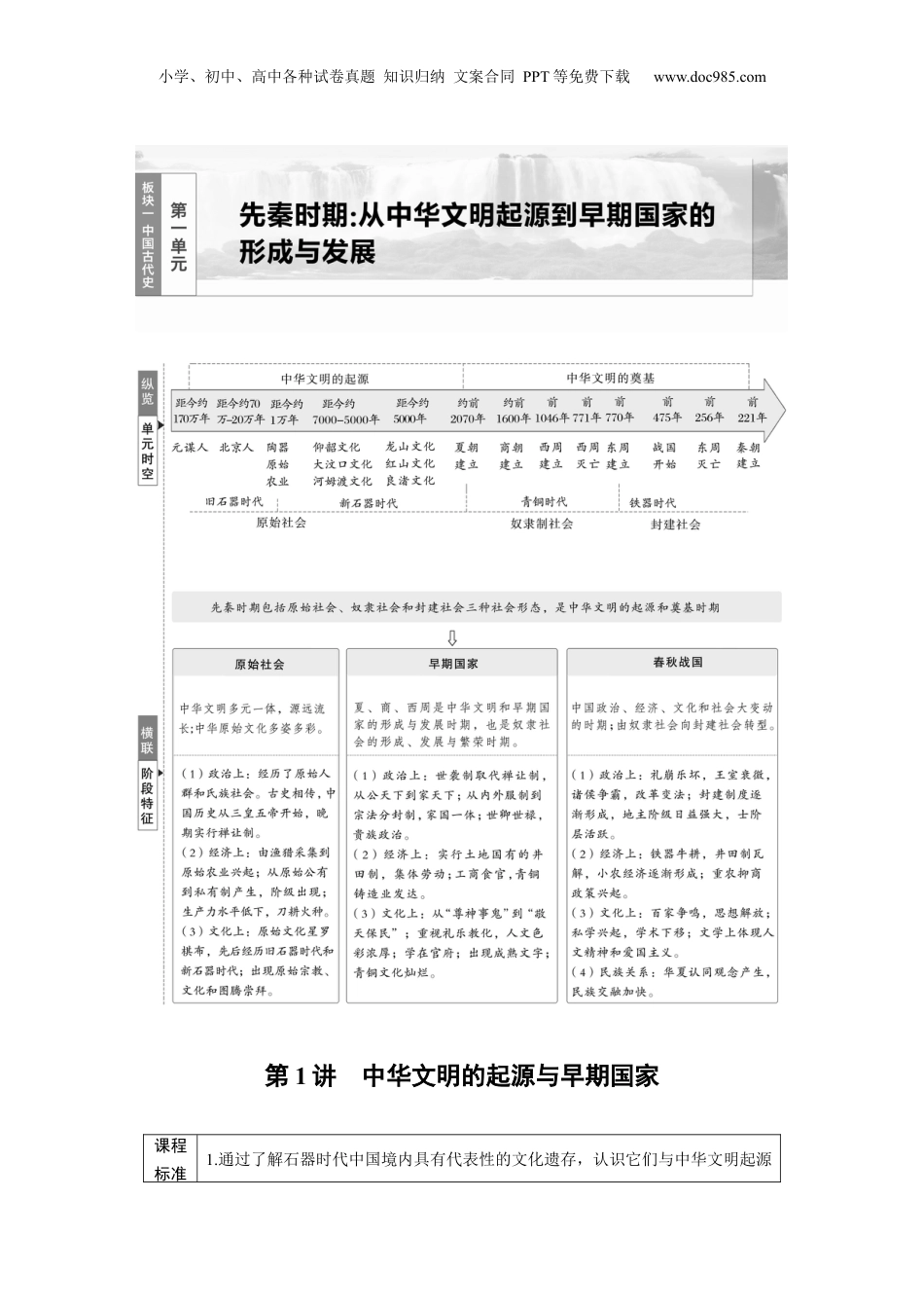 2025年新高考历史资料  板块一　第一单元　第1讲　中华文明的起源与早期国家 (2).docx