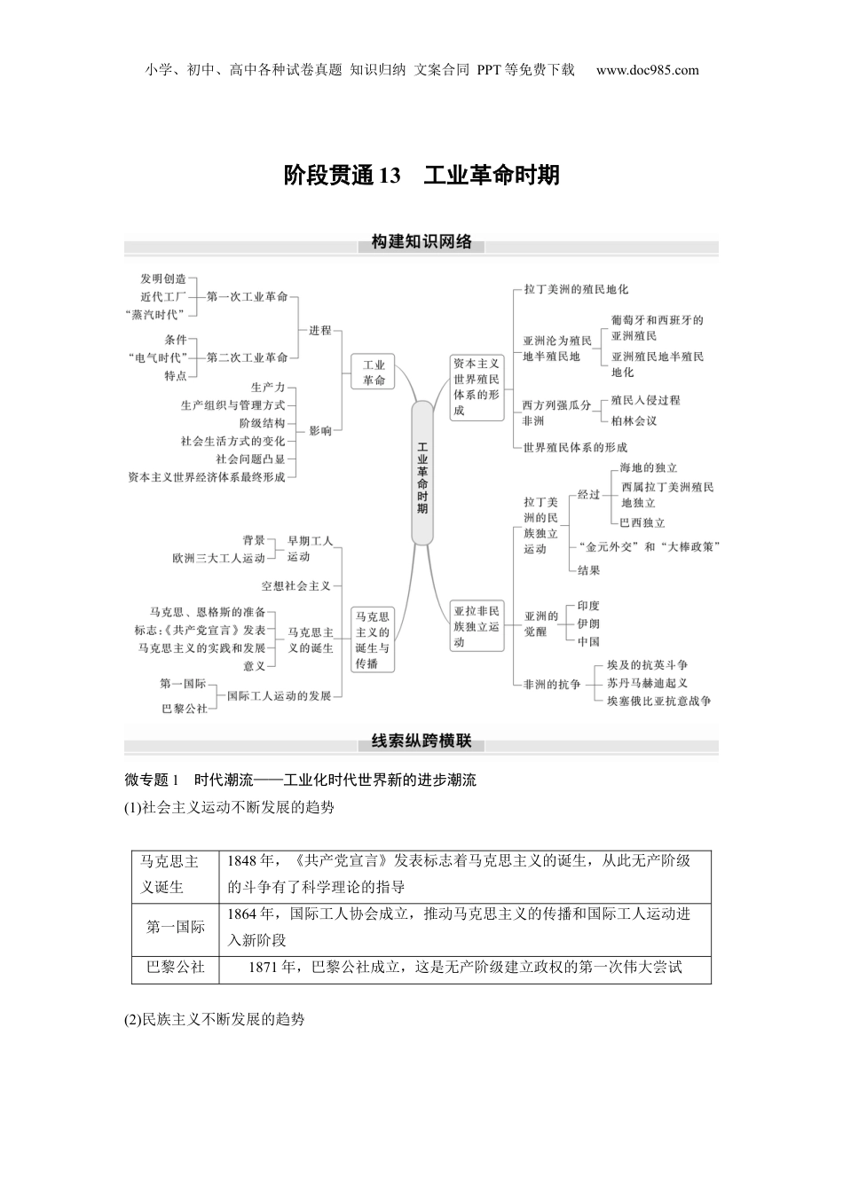 2025年新高考历史资料  板块四　第十三单元　阶段贯通13　工业革命时期.docx