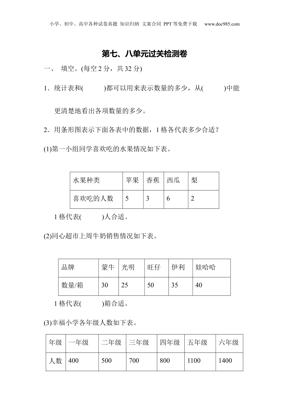 四年级上册数学第七、八单元过关检测卷 .docx