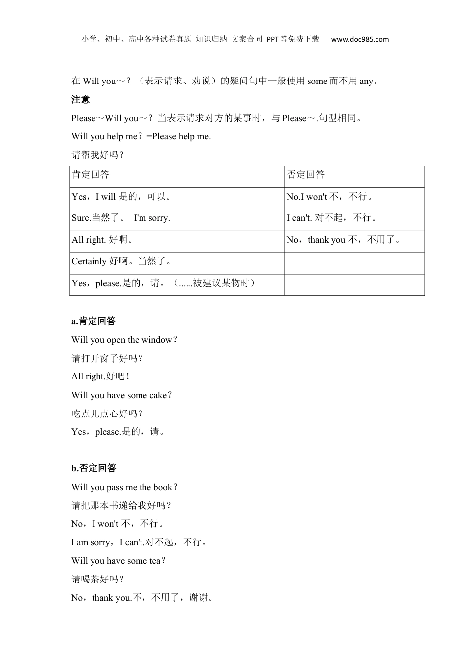 【专题12】全国通用版小升初英语总复习语法讲义+练习  12.助动词和情态动词（3）Will you～？和Shall I（we）～？ .docx