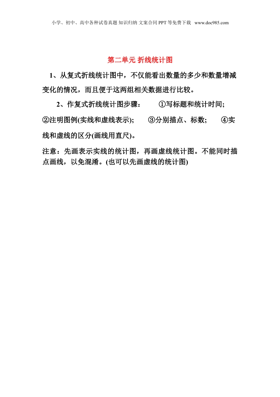 苏教小学数学五年级下册 单元知识点总结第二单元  折线统计图(1).doc