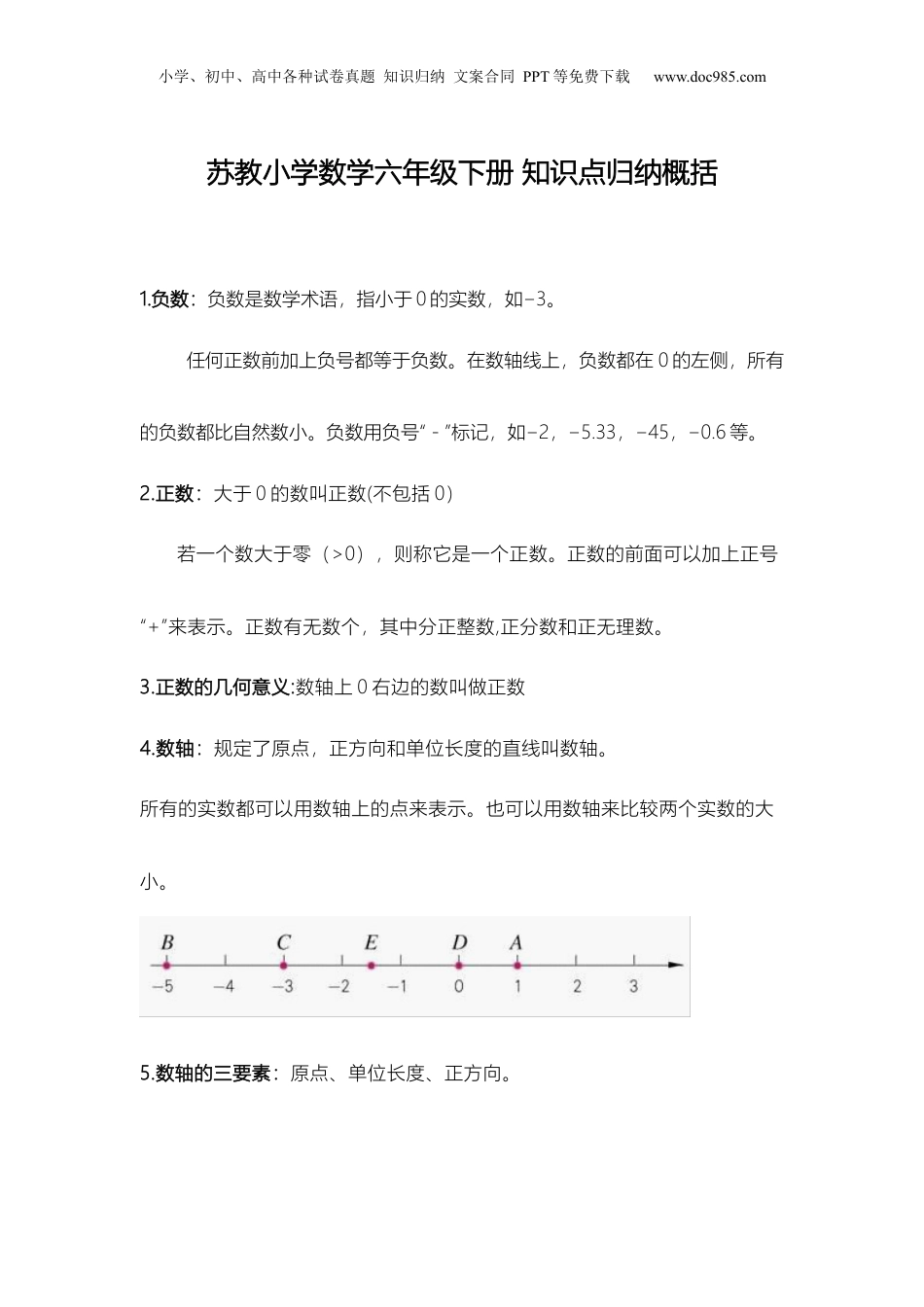 苏教小学数学六年级下册 知识点归纳概括(1).docx