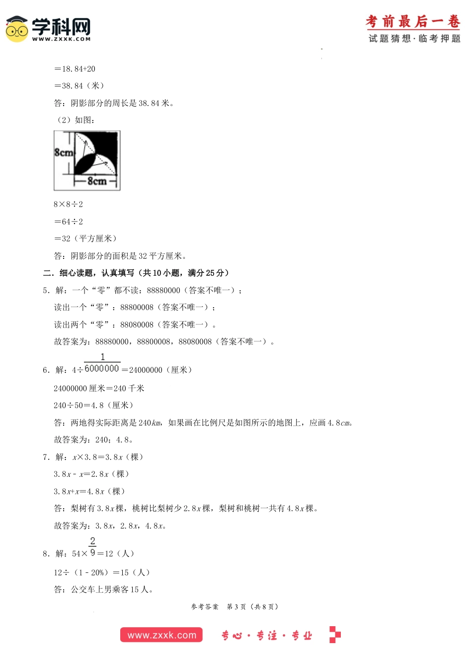 数学（湖南长沙卷）-【最后一卷】2023年小升初考前冲刺预测卷（参考答案）.docx