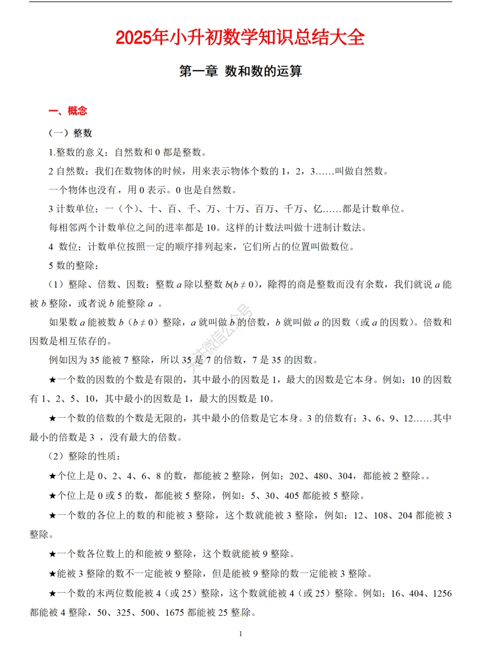2025年小升初数学知识总结大全.pdf