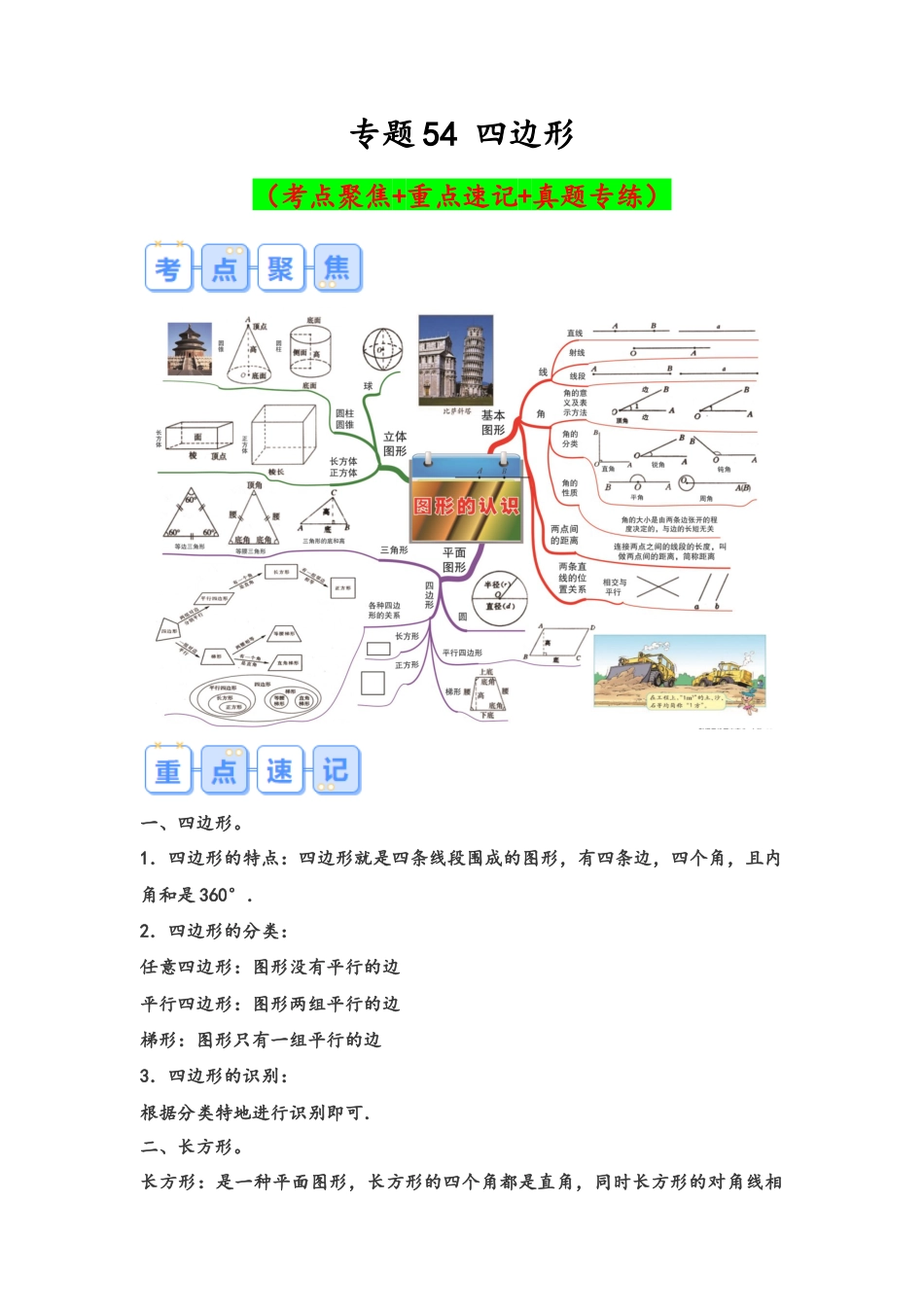 专题54-四边形（考点聚焦+重点速记+真题专练）（含解析）.docx