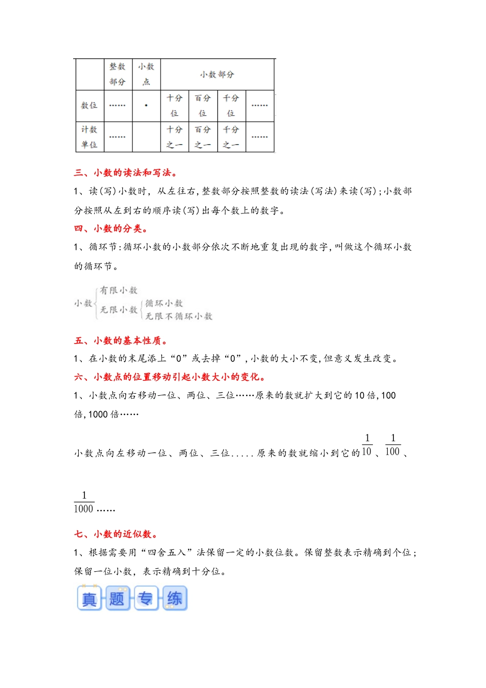 专题2-小数的认识（考点聚焦+重点速记+真题专练）（含解析）.docx