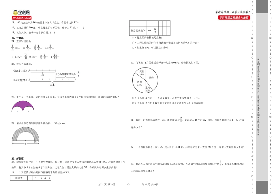青海西宁市重点中学2023-2024学年小升初数学重点班分班培优卷（人教版）.docx