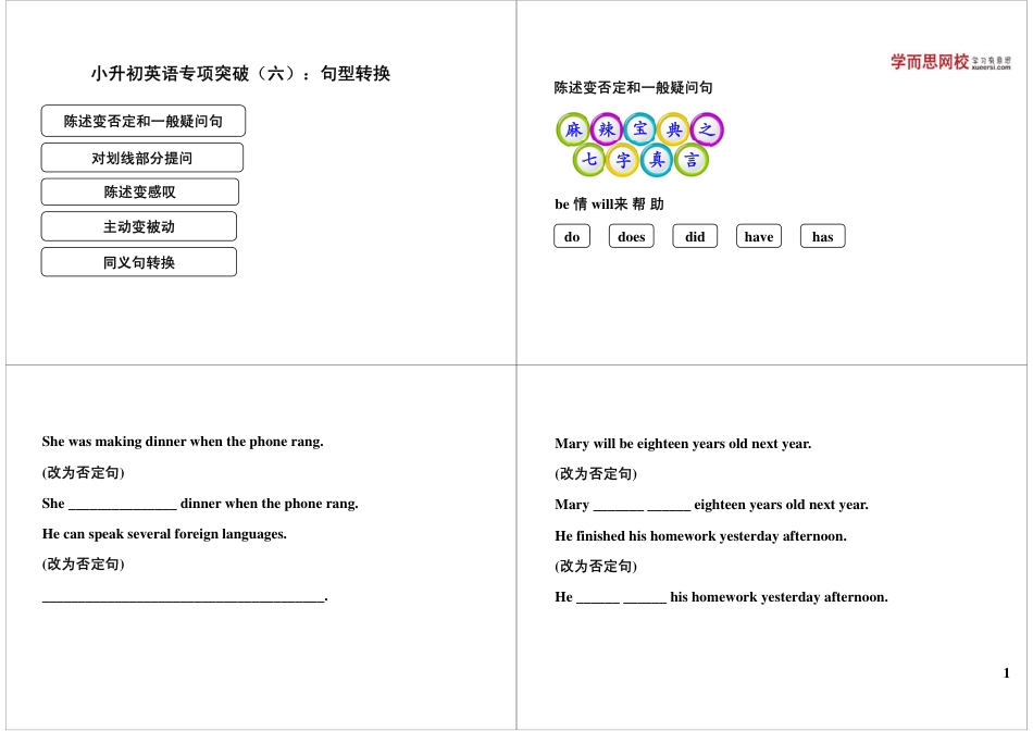 小升初英语专项突破（六）：句型转换.pdf
