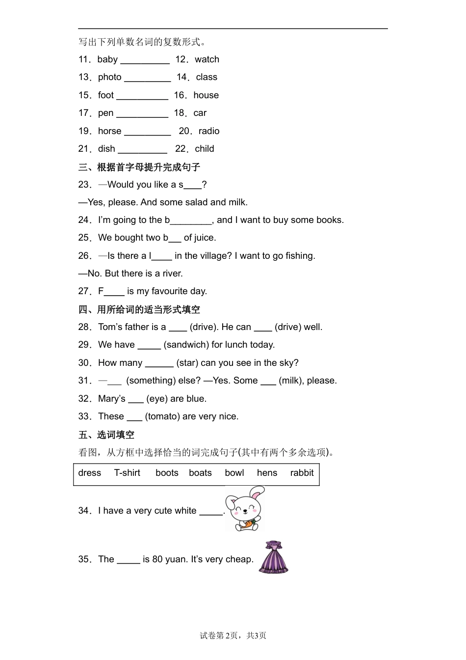 小升初英语语法专项提优卷-名词（全国通用版）.docx