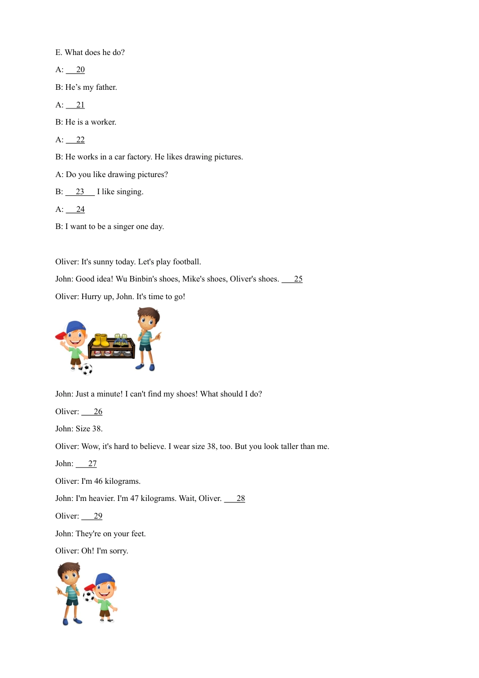 小升初专题训练：补全对话与短文 小学英语六年级下册 人教PEP版（含答案）.docx