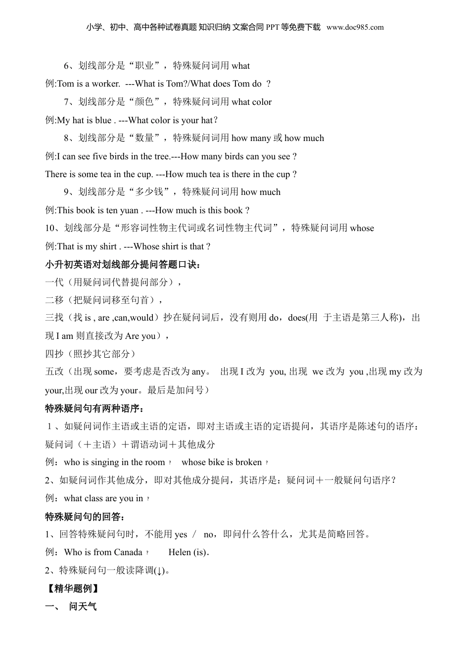 小升初英语-专题03 特殊疑问句.docx