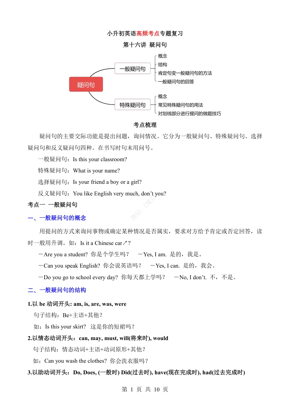 小升初英语-专项16 疑问句（讲义）.pdf