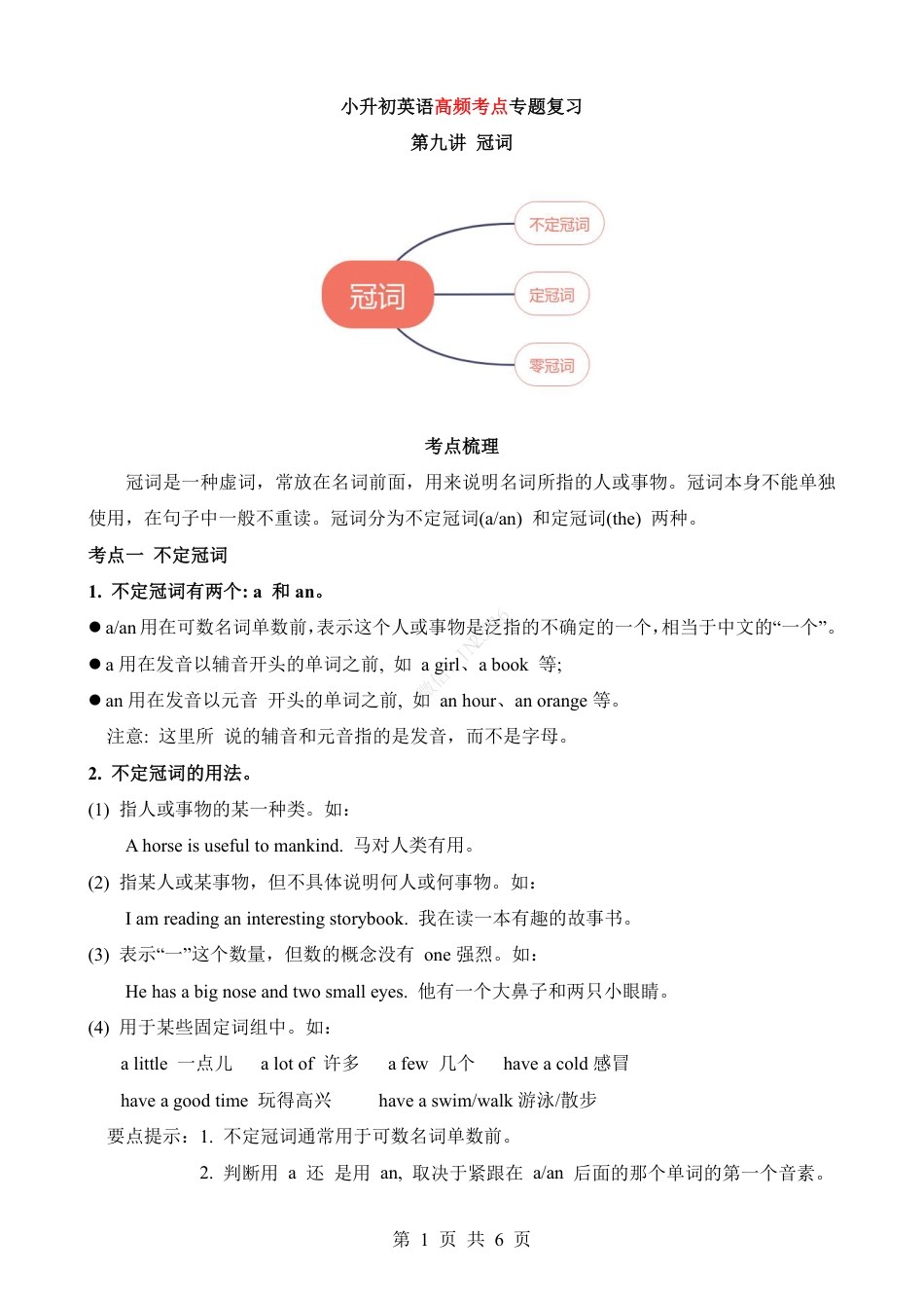 小升初英语-专项09 冠词（讲义）.pdf