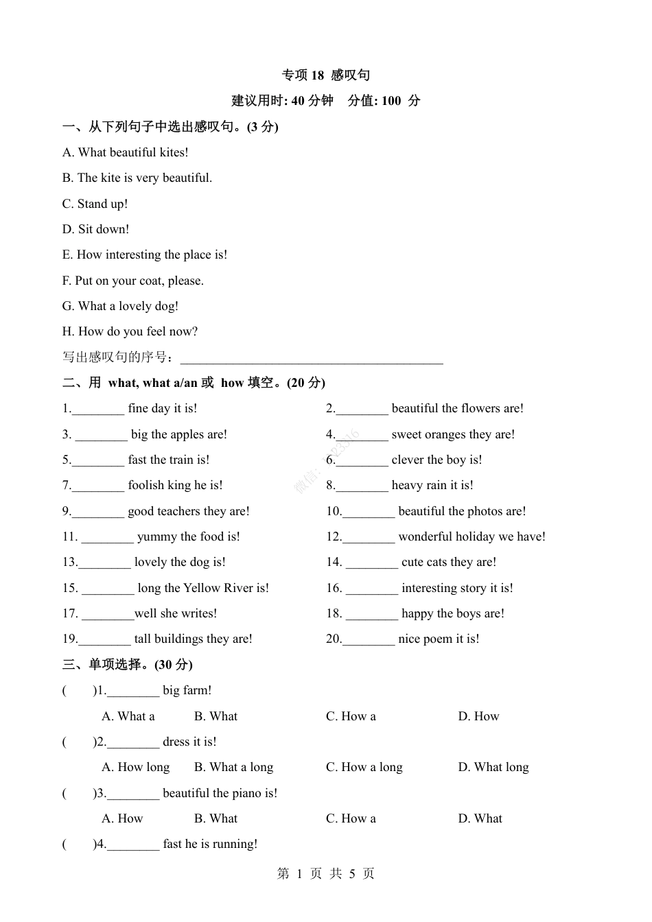 小升初英语-专项18 感叹句（练习）.pdf