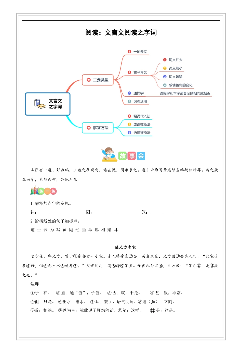 小升初语文-第05讲【古文】文言文阅读之字词（试题版）-六年级 部编版.docx