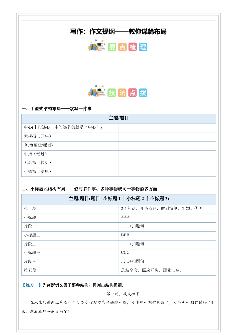 小升初语文-第03讲【写作】作文提纲——教你谋篇布局（原卷版）-六年级 部编版.docx