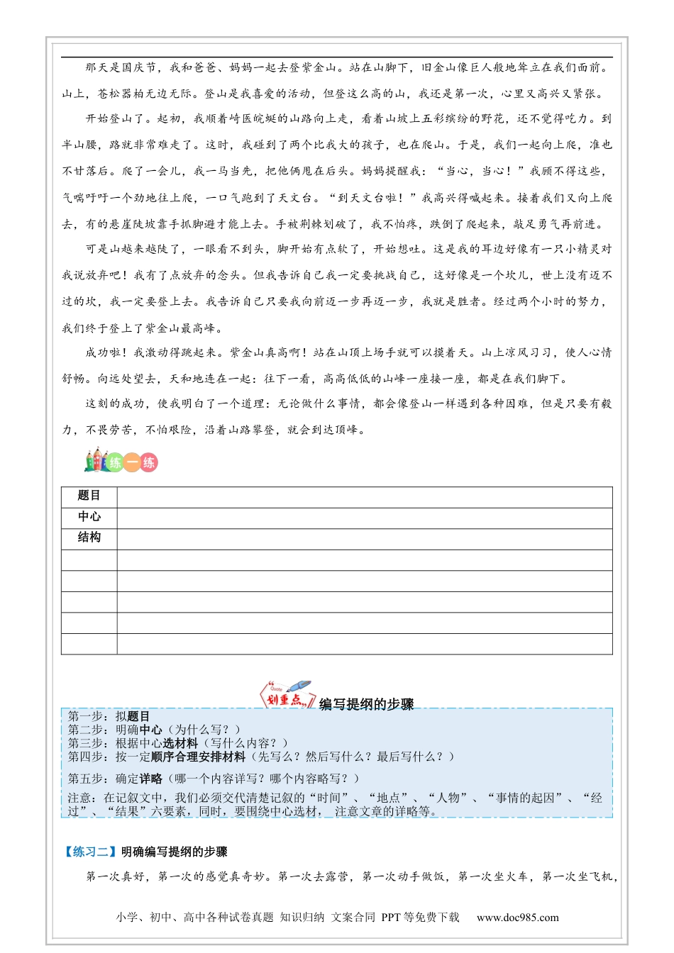 小升初语文-第03讲【写作】作文提纲——教你谋篇布局（原卷版）-六年级 部编版.docx