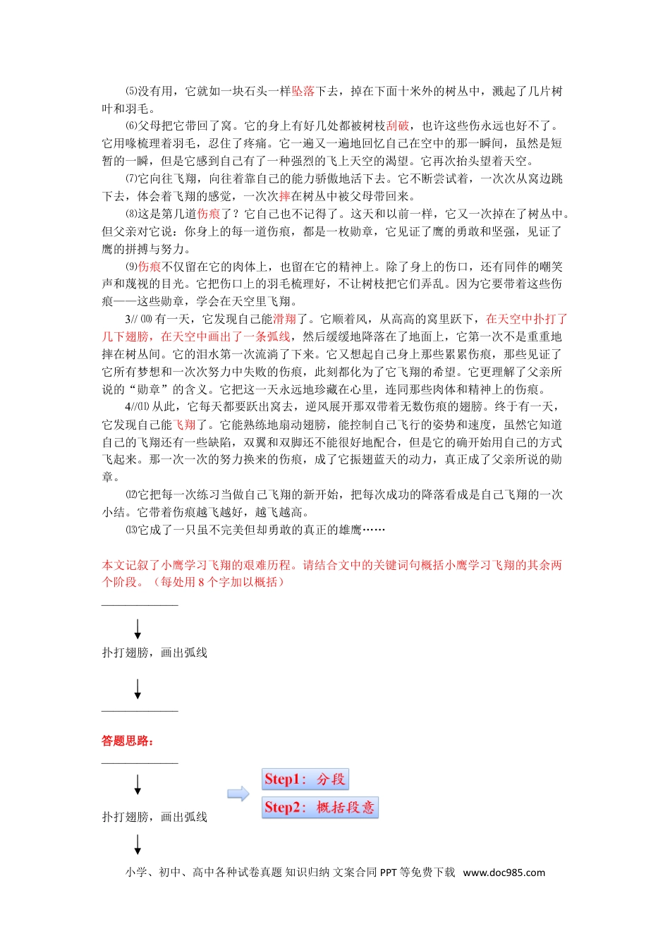 小升初语文-概括题：文章思路梳理及概括主要内容.doc