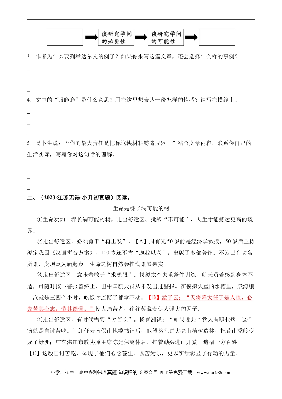 小升初语文-专题21 课外议论文阅读（练习）.docx