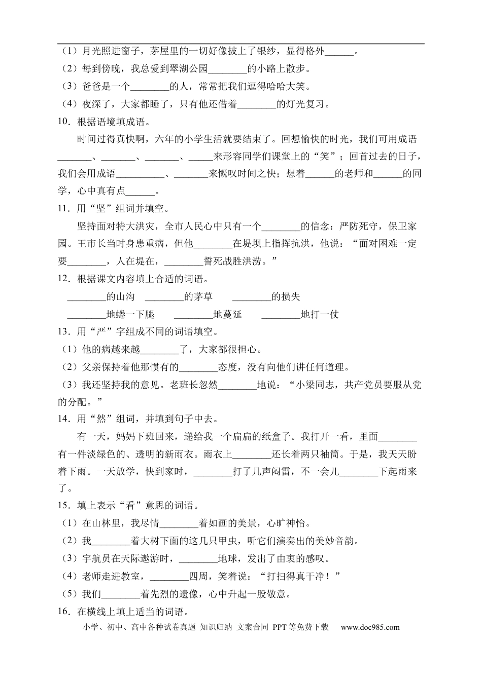 小升初语文-小升初语文易错知识点专项集训B卷-词语搭配（试题）部编版语文六年级下册.docx