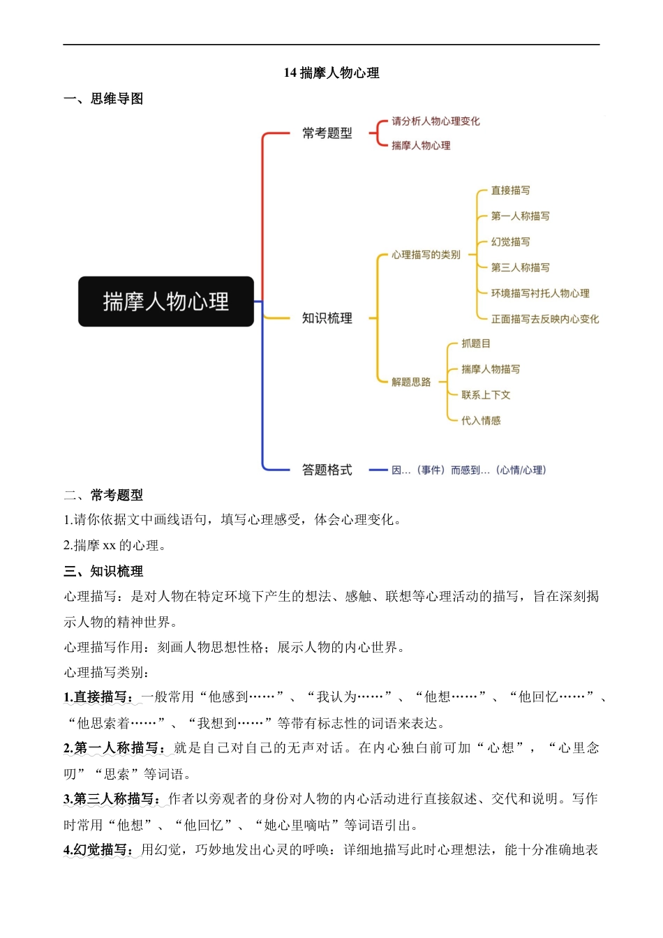 小升初语文-14 揣摩人物心理.docx