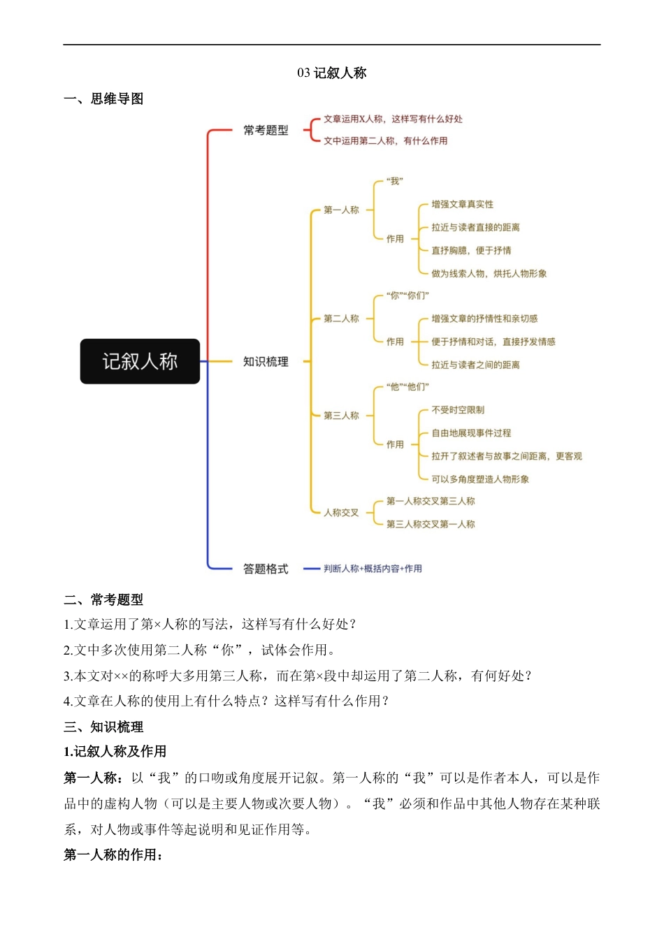 小升初语文-03 记叙人称.docx