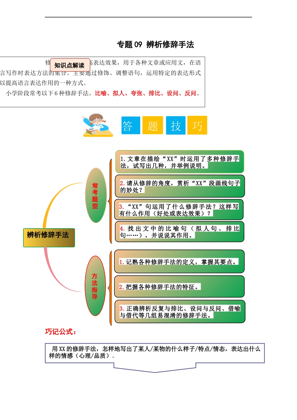 小升初语文-专题09 辨析修辞手法（学生版）.docx