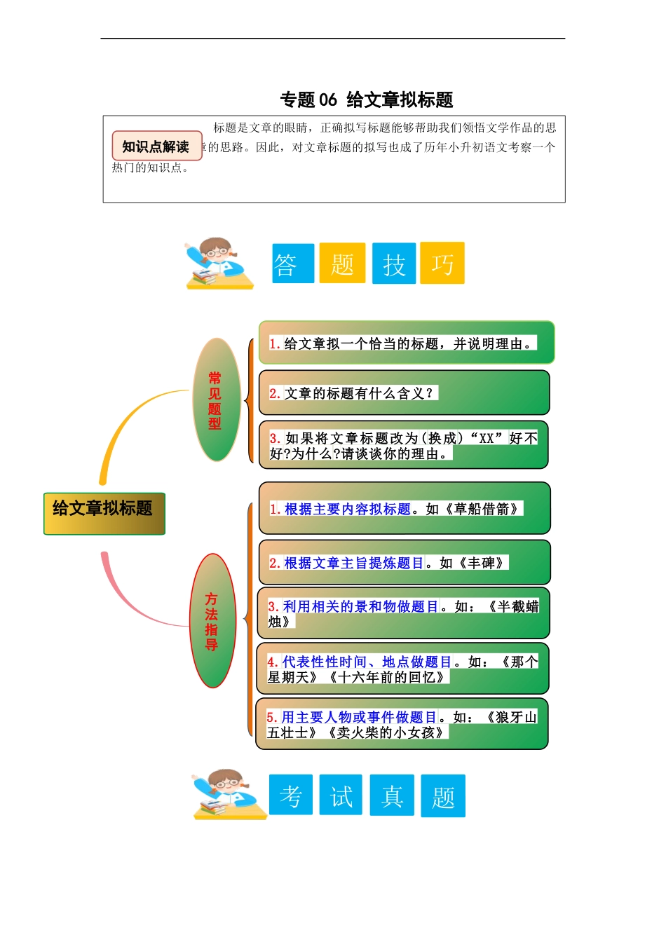 小升初语文-专题06 给文章拟标题（学生版）.docx