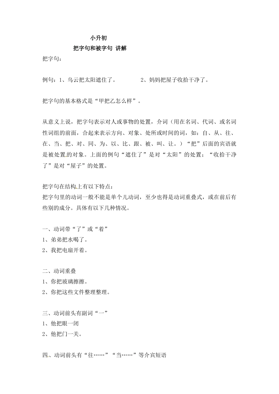 小升初语文-小升初语文一本通-把字句、被字句1通用版.docx