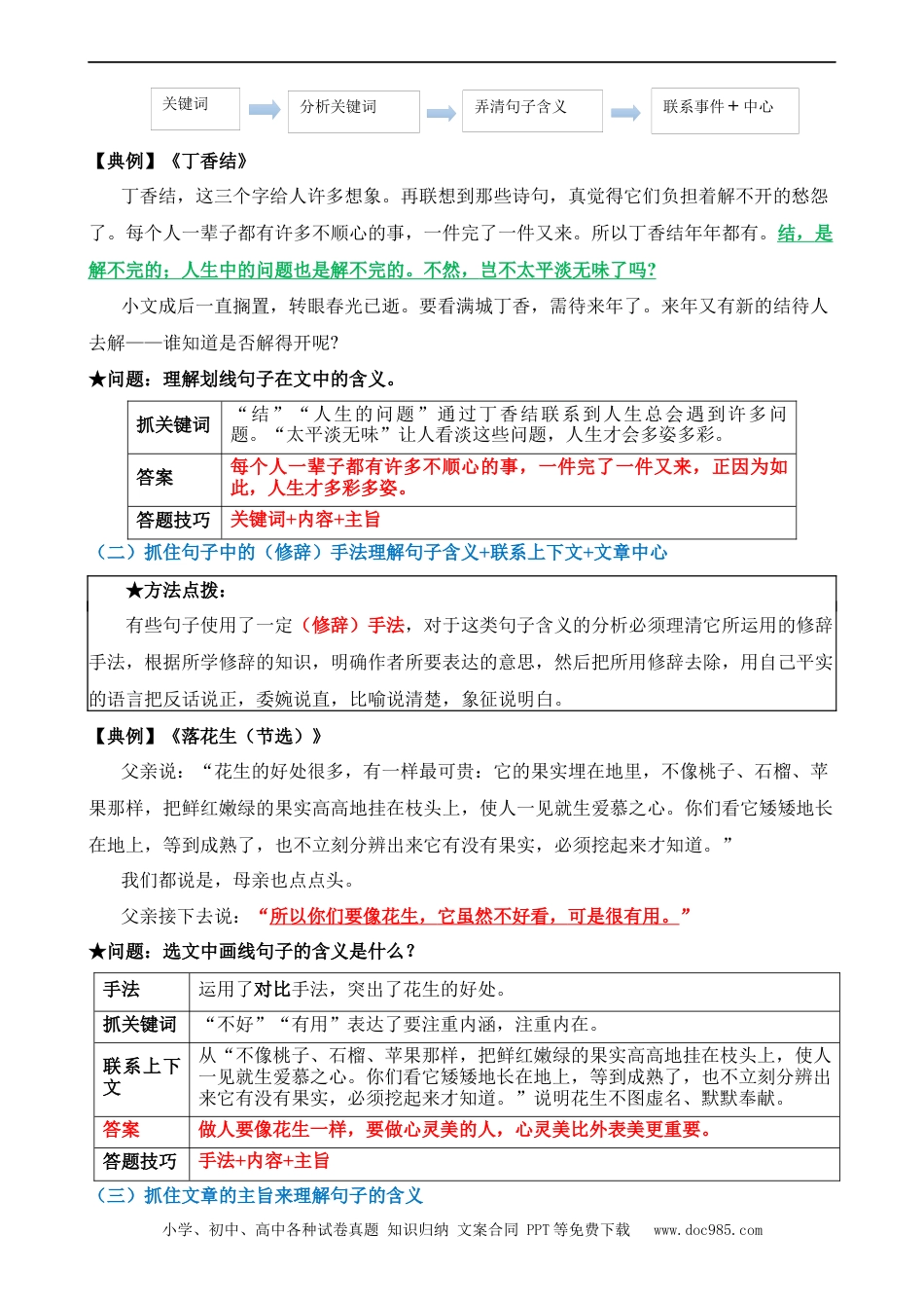 小升初语文-专题09 理解句子的含义（讲义）.docx