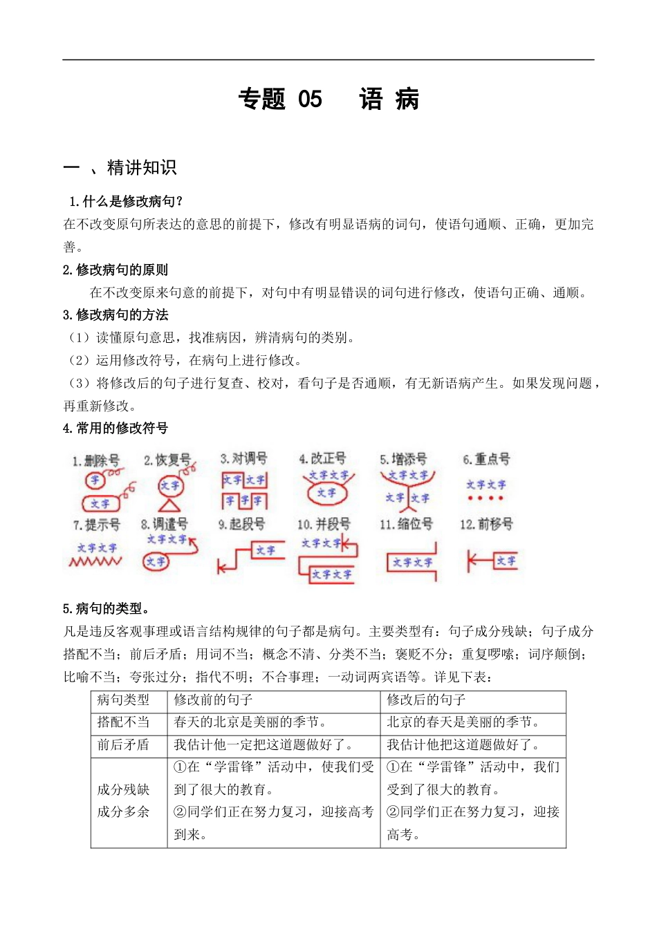 小升初语文-专题05 语病-备战2024年小升初语文精讲精练必刷题（全国通用）解析版.docx