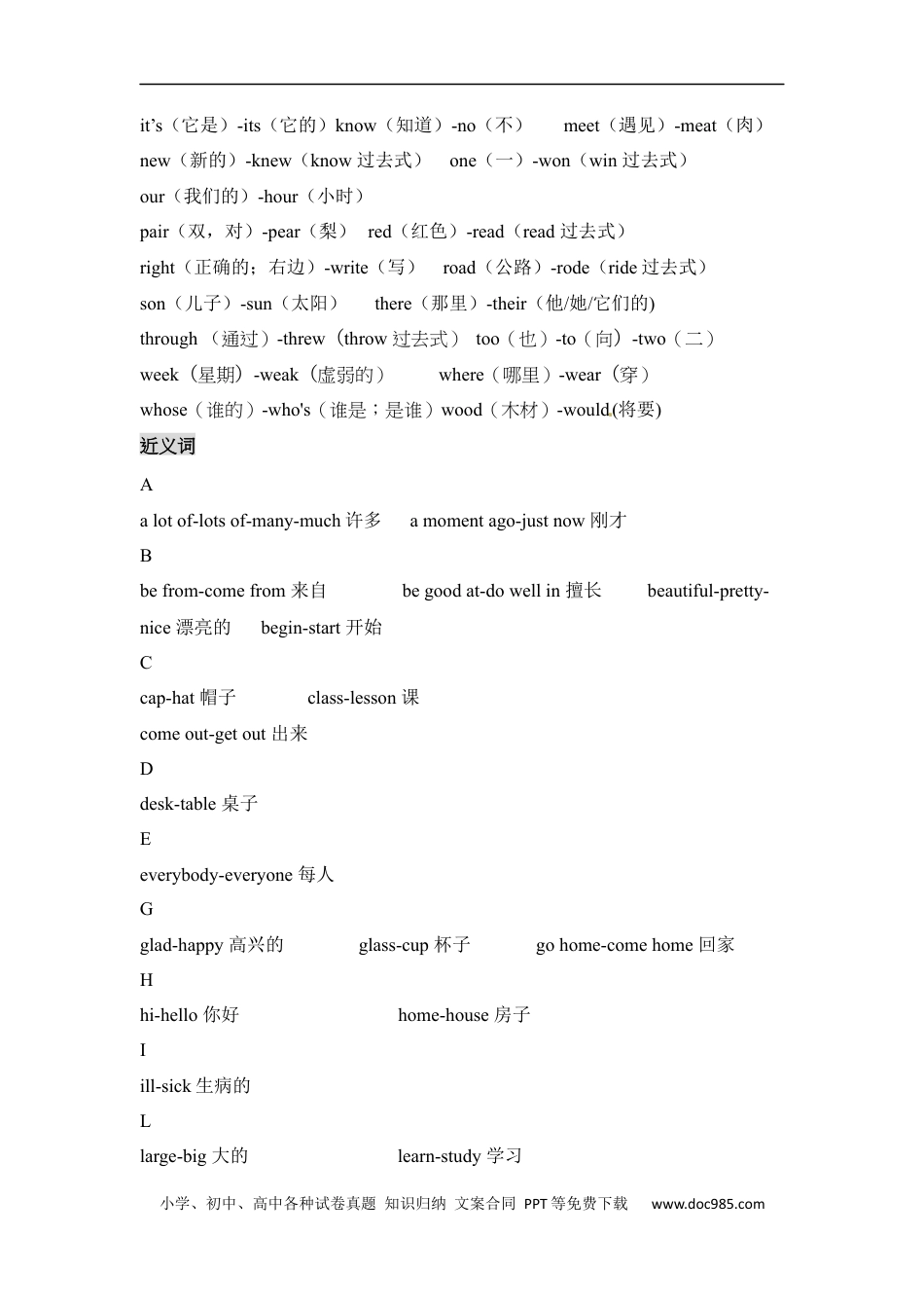 小升初语文-【小升初英语】常见缩略词、同音词、近义词和反义词.docx