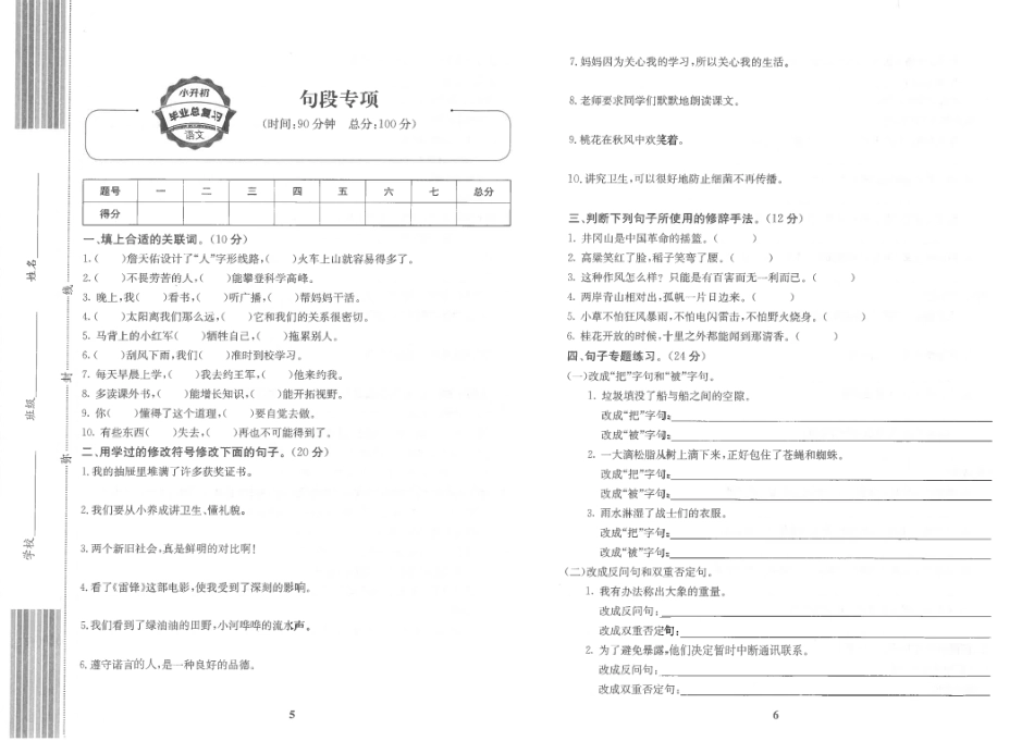 小升初语文总复习 句段专项练习.pdf