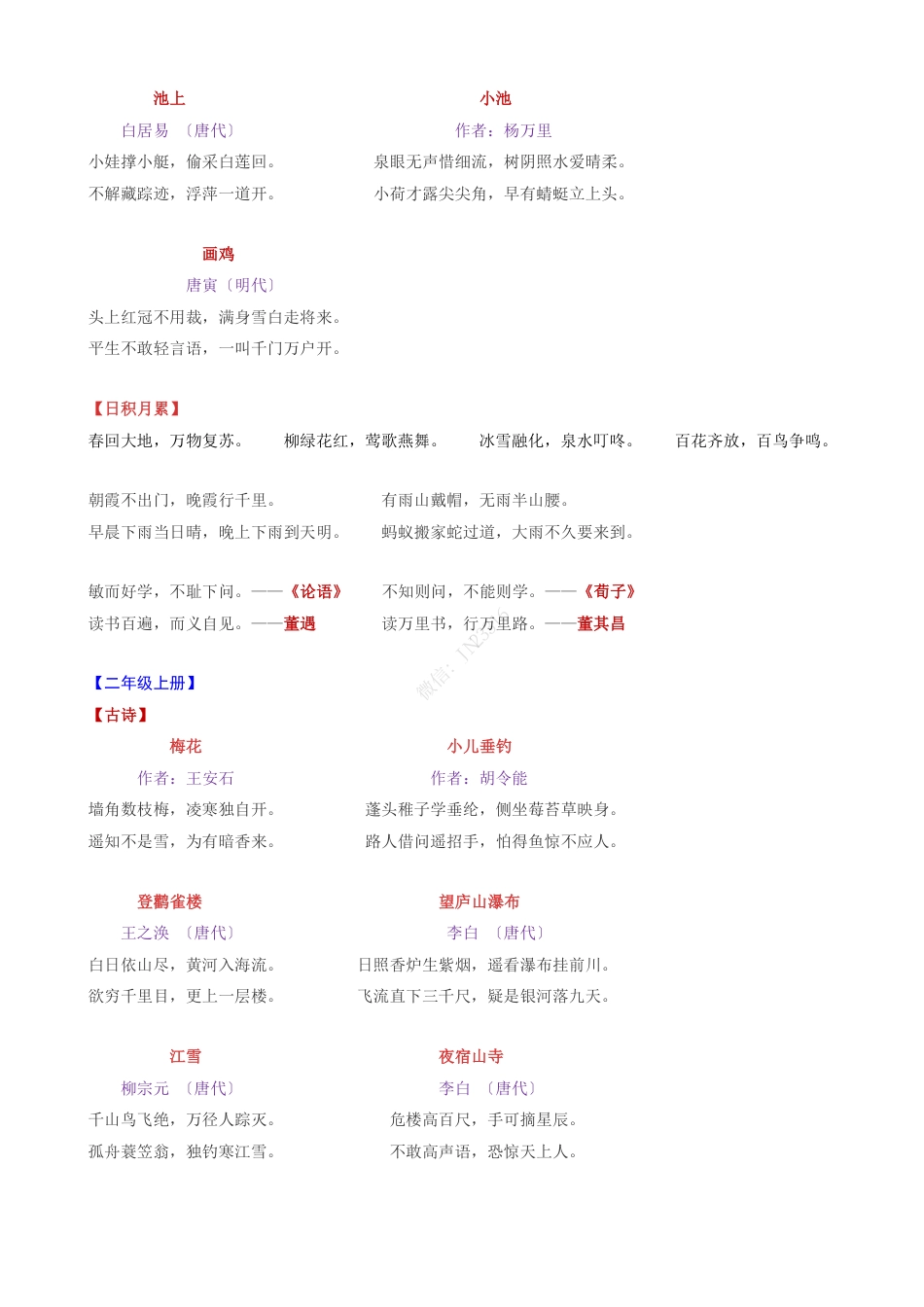 小升初语文-小学语文1~6年级课内必背古诗词+日积月累（汇总篇）.pdf