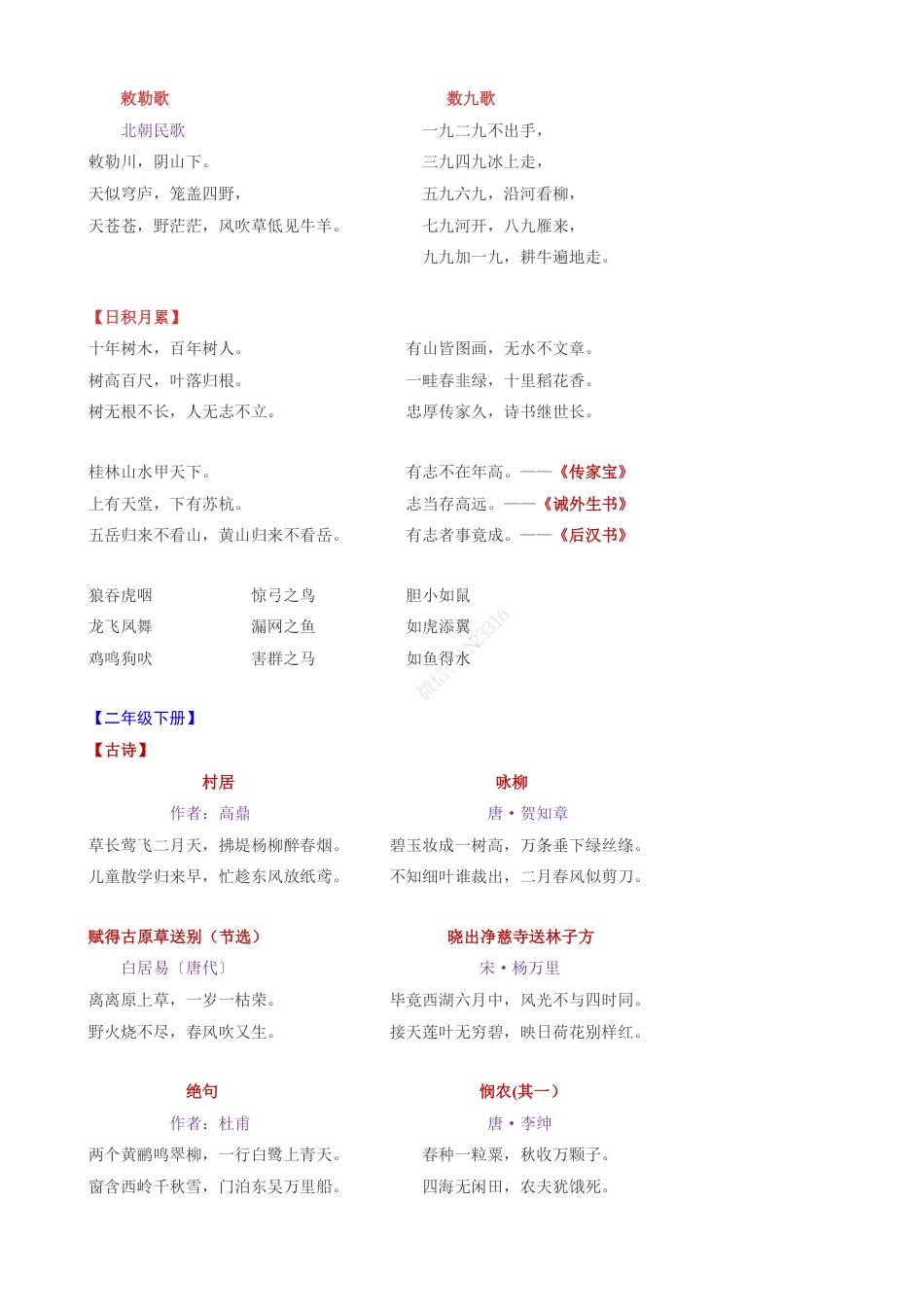 小升初语文-小学语文1~6年级课内必背古诗词+日积月累（汇总篇）.pdf