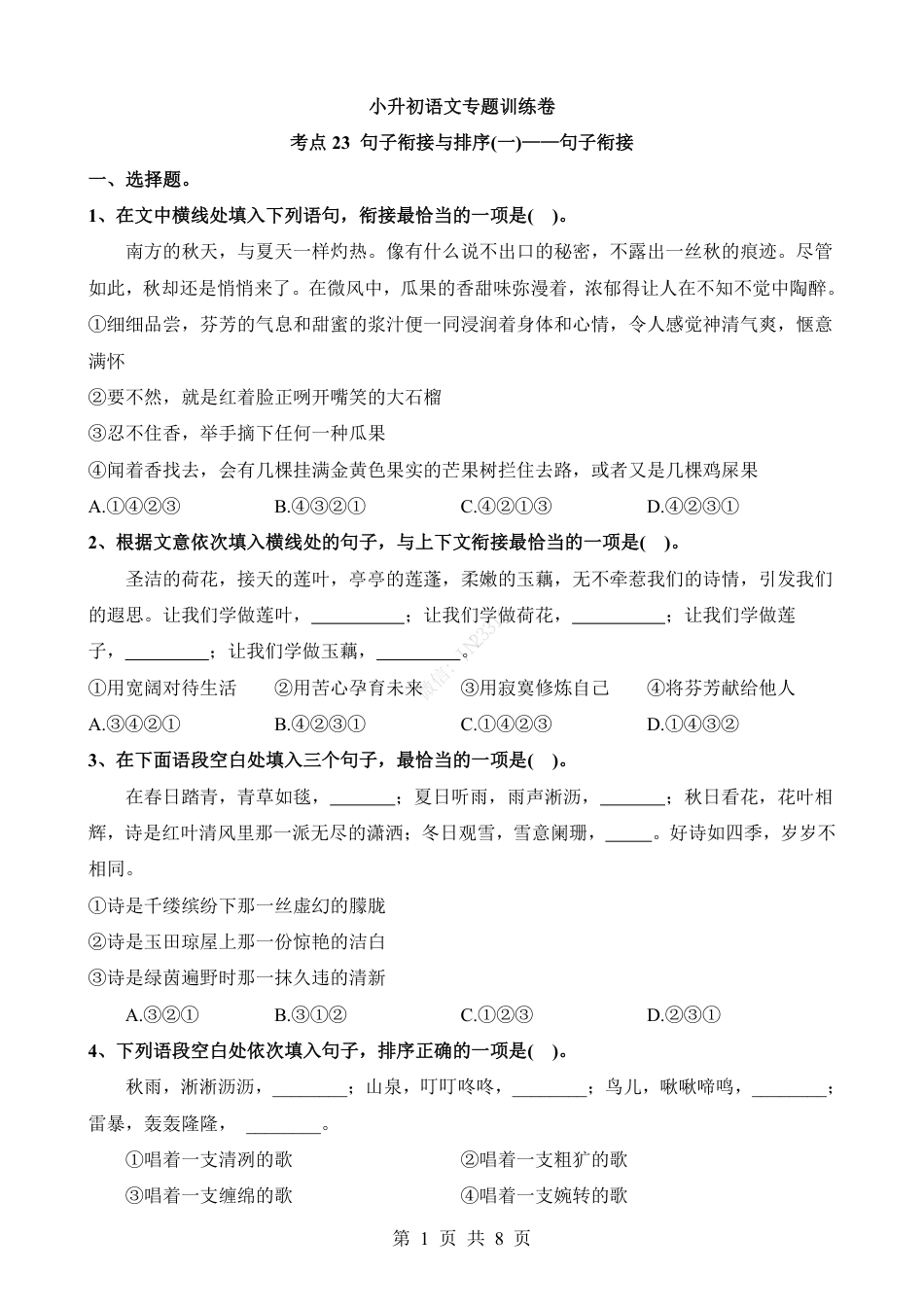 小升初语文-考点23 句子衔接.pdf